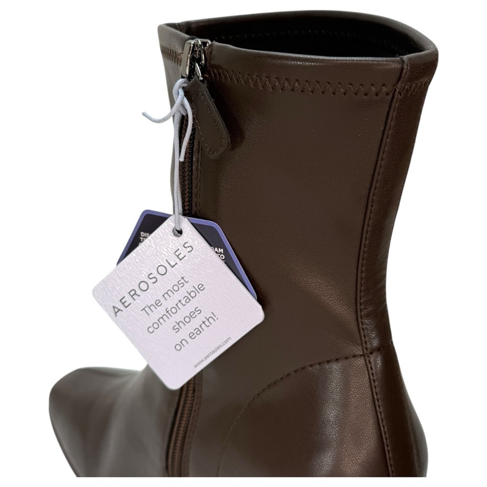 Aerosoles Miley Chocolate Brown Faux Leather Womens Ankle Booties Size 10W - Picture 9 of 14